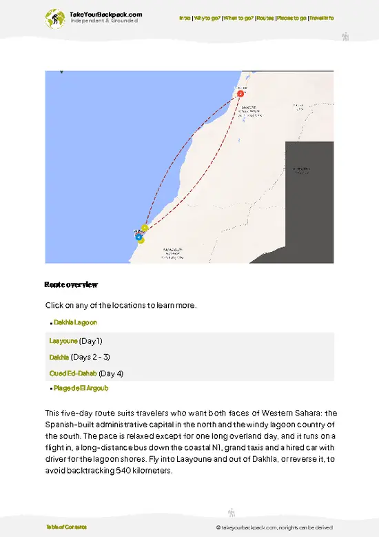 example page 4 from our offline Travel Guide for Western Sahara